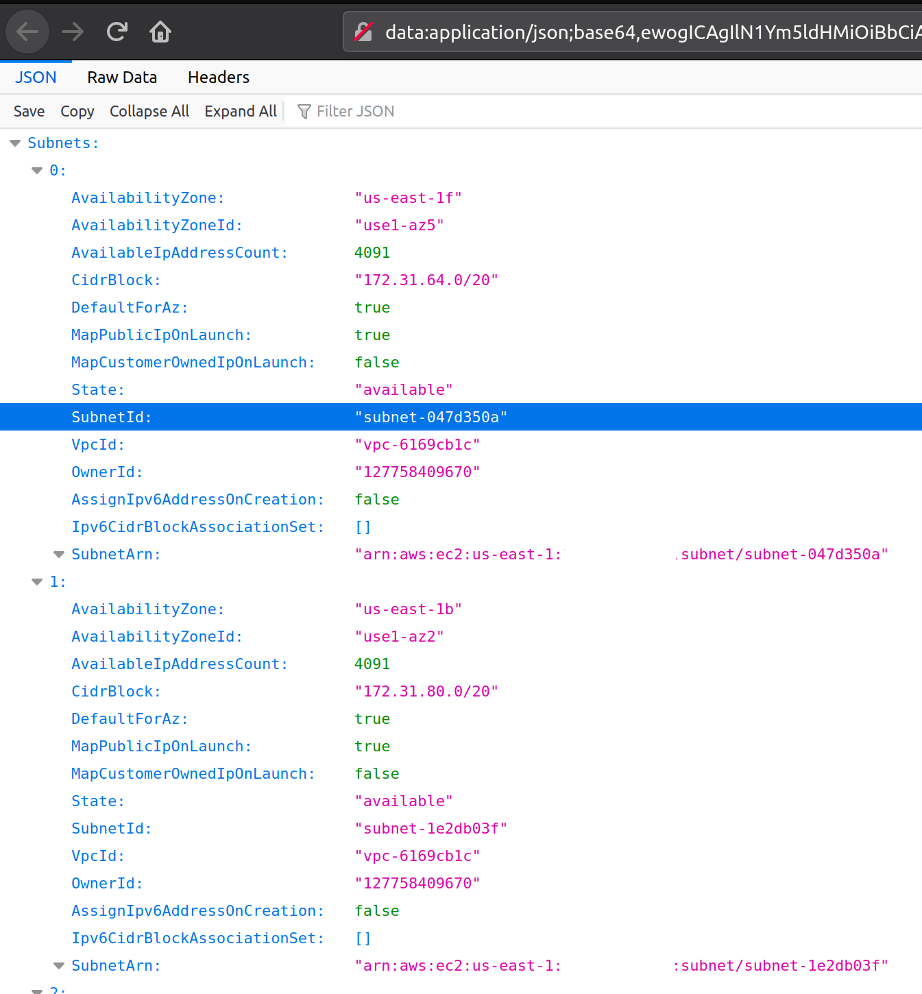 aws cli output